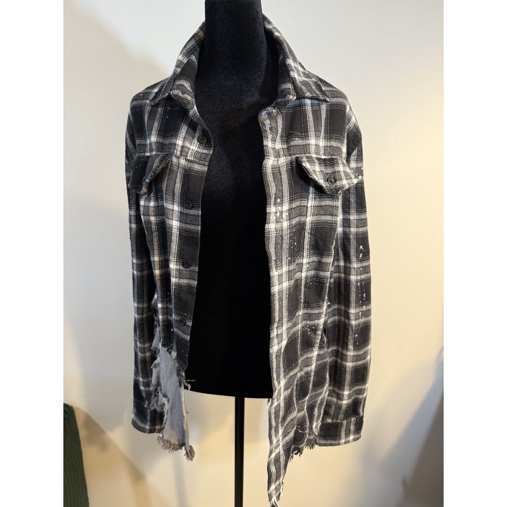 Manière De Voir Black White Plaid Distressed Flannel — Paint Splatter Pattern